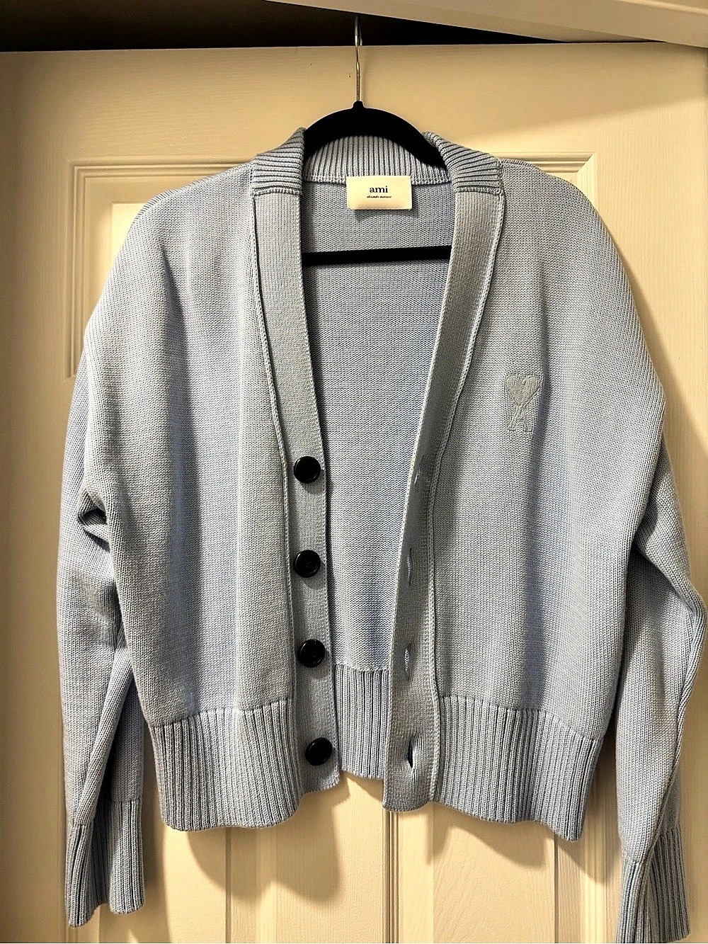 ami Cotton Knit Cardigan in Blue Like New